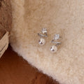 Silver Tone Star and Pearl Stud Earrings Decorative Jewelry Pair view 6