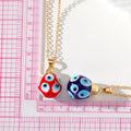 Gold Tone Spotted Glass Evil Eye Pendant Necklaces in Five Colors view 5