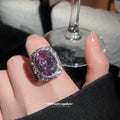 Silver Purple Oval Crystal Halo Cocktail Ring And Studs view 4