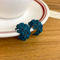 Textured Flower C Hoop Stud Earrings In White Red And Teal view 6