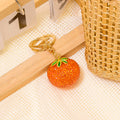 Rhinestone Tomato Fruit Keychain Green Leaf Charm Strap Options view 4