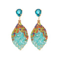 Blue Crystal Beaded Drop Stud Earrings Fashion Jewelry view 5
