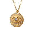 Evil Eye Round Pendant Necklace With Zircon Gold Or Steel view 5