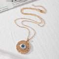 Gold and Silver Tone Round Filigree Evil Eye Pendant Necklaces view 2