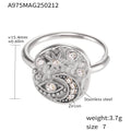 Open Band Moon Star Eye Ring With Zircon Stone Accents view 7