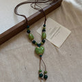 Ceramic Heart Pendant Cord Necklace Multicolor Glaze Beads view 7