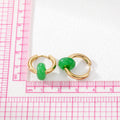 Gold Tone Natural Stone Bead Huggie Hoop Earrings in Seven Colors view 5