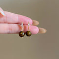Brown Stone Drop Earrings In Stud And Hook Styles Matching Jewelry Pair view 7