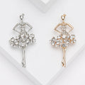 Crystal Skirt Ballerina Brooch in Gold or Silver Tone view 1