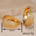 Gold Tone Diamond Quilt Textured Wide Hoop Earrings view 4
