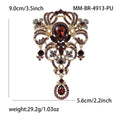 Large Glass Drop Court Brooch Gold Tone Crystal Pendant Pin view 6