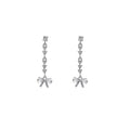 Clear Bow Silver Tone Long Line Dangle Stud Earrings view 5