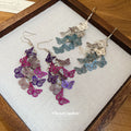 Translucent Floral Cascade Hook Earrings in Pink Purple view 2