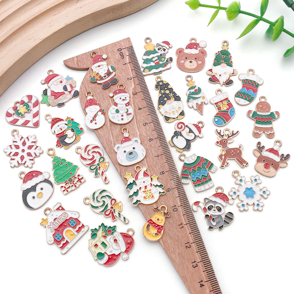 Enamel Zinc Alloy Christmas Tree Santa Reindeer Charm Pendant for Bracelets and Necklaces