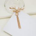 Silver Deer Head Brooch Chain Tassel Fringe Pin Metal view 2