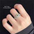 Silver Tone Clear Stone Daisy Green Center Adjustable Open Ring view 2