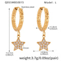 Gold Star Zircon Drop Hoop Earrings Smooth Twist Pavé Styles view 10