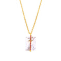 Large Rectangle Zircon Pendant Necklaces Gold Steel Red White view 5
