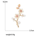 Gold Plum Blossom Branch Brooch Pearl Enamel Flower Pin view 5