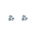 Silver Tone Mini Pale Blue Three Petal Iris Flower Stud Earrings view 5