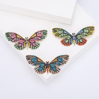 Multicolor Rhinestone Butterfly Brooch shown on a clean white display