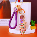 Jeweled Peacock Keychains in Six Colors with Six Matching Fortune Loops view 1