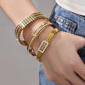 Turquoise and Crystal Geometric Bangle Collection in Thirteen Styles view 2