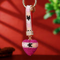 Geometric Crystal Heart Keychains with Matching Jeweled Wrist Straps view 6