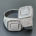 White Gold Tone Full Pave Square Face Crystal Ring Sizes 6-10 view 2