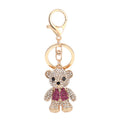 Standing Jeweled Bear Keychains in Blue and Pink Crystal Colors view 5