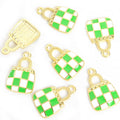 Checkered Handbag Charms in Gold and Silver Tones, Six Colors view 8