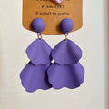 Matte Purple Layered Petal Cascade Drop Stud Earrings view 6