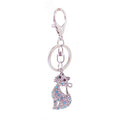 Silver-Tone Rhinestone Cat Keychain With Ring And Lobster Clasp view 5