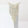 V Shaped Crystal Brooch With Graduated Long Fringe in Two Tones view 2