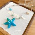 Turquoise Starfish And Shell Beaded Pendant Necklace view 2