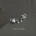 Silver Tone Teapot Cup And Clear Teardrop Asymmetric Stud Earrings view 1