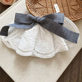 White Eyelet Lace Bow Spring Hair Clips Grey Gingham view 6