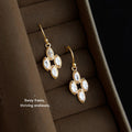 Gold Marquise Clear Crystal Cluster Fishhook Drop Earrings view 4