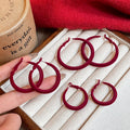 Red and Blue Flocked Hoop Earrings Fashion Jewelry view 2