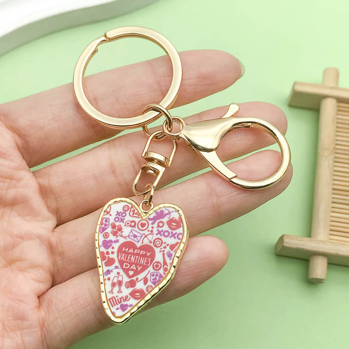 Heart Charm Keychains Featuring White Heart Across 18 Pictured Variations