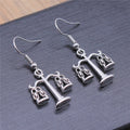 Balance Scale Dangle Earrings in Silver and Bronze Tones view 2