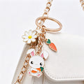 Two-Style White Easter Bunny Carrot and Daisy Charm Keychain view 4