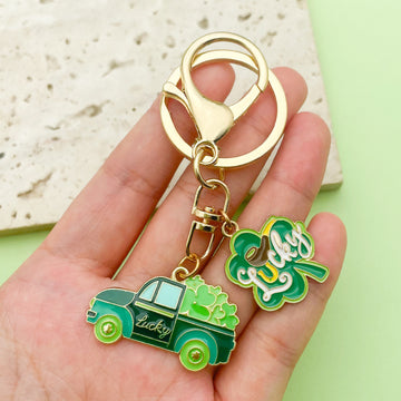 Shamrock Charm Keychains Featuring Flower Across 17 Pictured Variations