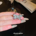 Silver Tone Clear Crystal Bow Ring With Baguette And Square Stones view 2