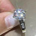 Silver Tone Six Prong Round Clear Stone Pave Band Ring view 3