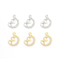 Crystal Moon and Star Alloy Charm Pendants in Two Metal Tones view 2
