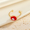 Gold Tone Round Enamel Evil Eye Adjustable Open Rings in Four Colors view 4