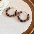 Brown Leopard Flocked Hoop Earrings with Gold Tone Fittings view 6