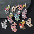 Rhinestone Triple Butterfly Cluster Pendant With Faux Pearl view 1