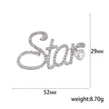 Crystal Star Script Brooch In Gold Or Silver Tone With Polished Metal Detail view 5